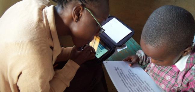 Photo showing Tangerine in use in Kenya for early grade reading assessment.