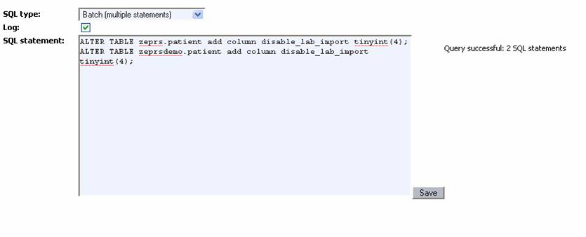 SQL console