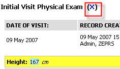Deleting an Initial Visit Physical Exam record