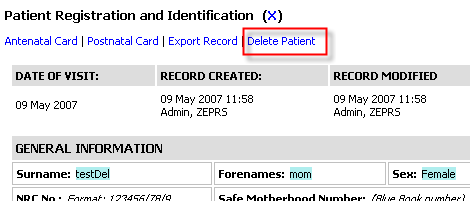 Delete patient link