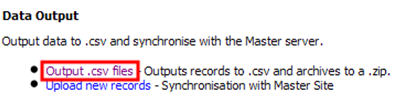 IRS Data output choices