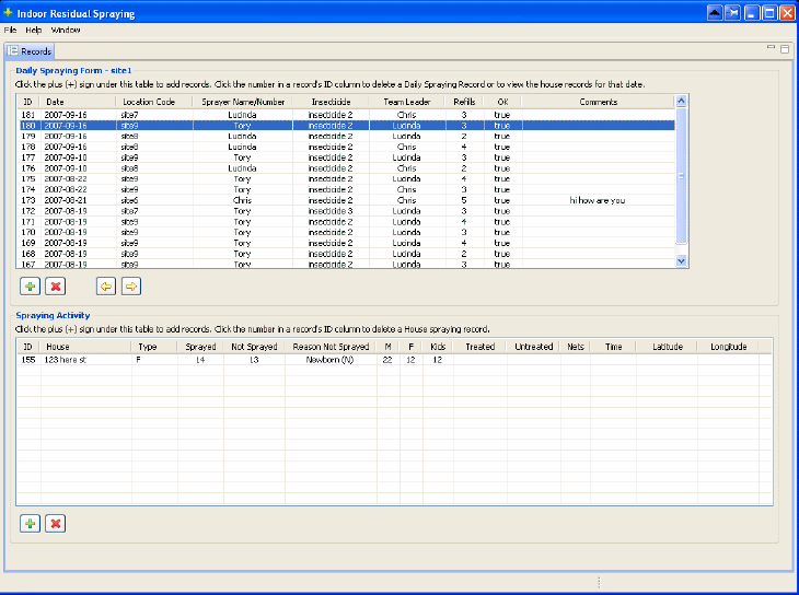 Main data entry screen - house