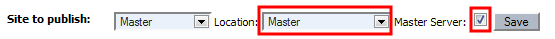 Settings for Master server, with Location and Master checkbox outlined in red.