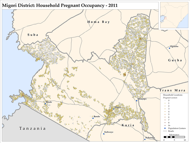 Map of Migori District: Household Pregnant Occupancy - 2011.