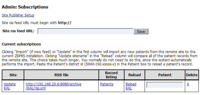 Link to update feed